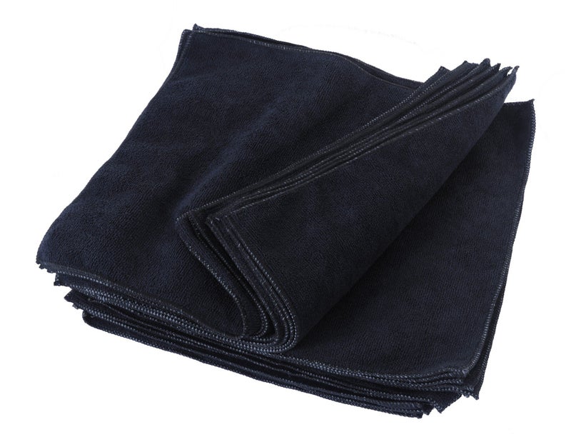 Eurow Premium 350 GSM Microfiber Cleaning Towels, Highly Absorbent, Lint-Free, Quick-Dry, Durable & Reusable for Auto Detailing, Home, Salon, Industrial Use,12" x 12", Black, 25-Pack - Image 1